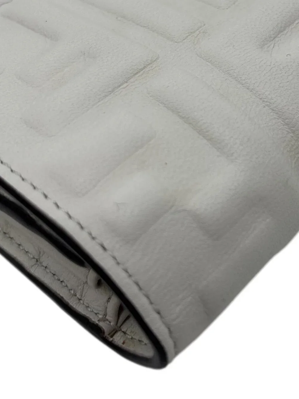 Fendi Baguette Embossed FF Nappa Leather Continental Wallet Off White